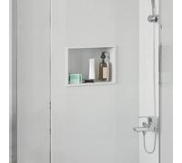 vidaXL Nicchia per Doccia Bianco 30 x 20 x 9.5 cm Acciaio Inossidabile, Mobile Bagno Moderno, nicchia Doccia Rettangolare, Accessorio Resistente all'Acqua per Un Design Pratico e Contemporaneo