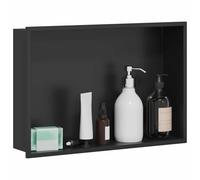 vidaXL Nicchia per doccia Nero 45 x 30 x 9,5 cm Acciaio Inox