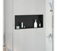 vidaXL Nicchia per doccia Nero 75 x 30 x 9.5 cm Acciaio inossidabile