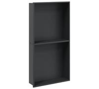 vidaXL Nicchia per Doccia Nero Opaco 32x62x9cm in Acciaio Inox