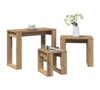 vidaXL Nido di Tavoli 3 pz Rovere Artigianale in Legno Multistrato