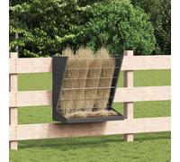 vidaXL Distributore di fieno nero 71 x 33 x 70 cm, acciaio laminato a freddo, giardino e terrazza, design rettangolare, stile industriale, ganci robusti, braccioli regolabili, materiali impermeabili