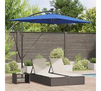 vidaXL Cantilever Ombrello per banane blu cielo con struttura in acciaio verniciato a polvere, 294 x 200 x 254 cm, resistente ai raggi UV e al vento, illuminazione solare a LED, manovella inclinabile