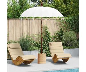 vidaXL Ombrello balinese con base Crema e Naturale 190 x 190 x 250 cm