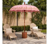 vidaXL Ombrello balinese con base Rosa e Marrone Ø 180-190 cm