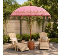 vidaXL Ombrello balinese con base Rosa e Marrone Ø 210-220 cm