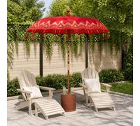 vidaXL Ombrello balinese con base Rosso e Marrone 190 x 190 x 295 cm