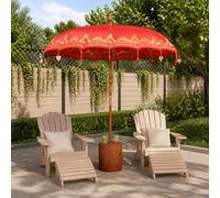 vidaXL Ombrello balinese con base Rosso e Marrone 220 x 220 x 295 cm