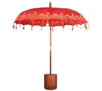 vidaXL Ombrello balinese con base Rosso e Marrone 220 x 220 x 295 cm