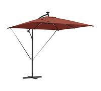 vidaXL Ombrello Cantilever in terracotta, realizzato in acciaio verniciato a polvere, con illuminazione a LED, misura 249 x 249 x 250 cm. Antivento, offre ombra e può essere inclinato, ideale per il