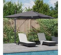 vidaXL ombrello cantilever Roma con LED, colore antracite, dimensioni 352x251x265 cm, realizzato in alluminio.