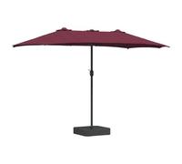 vidaXL Ombrello doppia testa per esterno rosso bordeaux 385 x 209 x 244 cm con luci a LED, manovella, telaio in acciaio verniciato a polvere, impermeabile, pieghevole. L'ombrellone perfetto per la tua