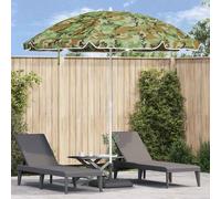 vidaXL Ombrellone da Spiaggia Mimetico 263 x 263 x 272 cm, Parasol Rotondo Moderno, Ombrello Portatile per Sole, Relax in Spiaggia, soluzioni Resistenti per L'Ombrellone