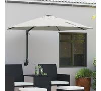 vidaXL Parasole da giardino montato a parete con LED sabbia 248 cm