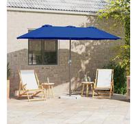 vidaXL Ombrello da giardino Blu 370 x 197 x 239 cm