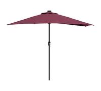 vidaXL Ombrello da Giardino in Bordeaux con LED Solari, Materiale in Alluminio e Poliestere, Dimensioni 294 x 150 x 224 cm, Pieghevole con manovella, Resistente ai Raggi UV e all'Acqua, Dotato di ve