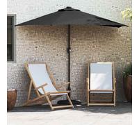 vidaXL Ombrello da Patio - Colore: Nero, Dimensioni: 294 x 150 x 224 cm, Illuminazione LED, Design Pieghevole, Resistente ai Raggi UV e all'Acqua, Struttura in Alluminio, Tessuto in Poliestere. Perf