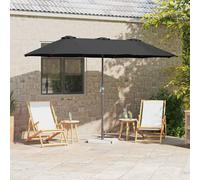 vidaXL Ombrello da giardino Nero 370 x 197 x 239 cm