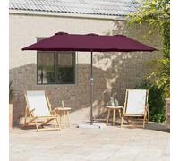 vidaXL Ombrello da giardino Rosso bordò 370 x 197 x 239 cm