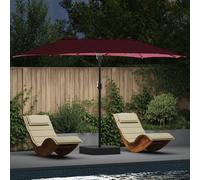 vidaXL Ombrello doppia testa per esterno rosso bordeaux 385 x 209 x 244 cm con luci a LED, manovella, telaio in acciaio verniciato a polvere, impermeabile, pieghevole. L'ombrellone perfetto per la tua