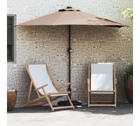 vidaXL Ombrello da Patio Tortora di con Struttura in Alluminio, Misure 294 x 150 x 224 cm, Dotato di luci LED e manovella. È Resistente all'Acqua e ai Raggi UV, Realizzato in Tessuto di Poliestere.