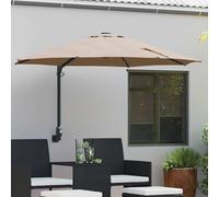 vidaXL Ombrello da giardino a parete con LED tortora 248 cm