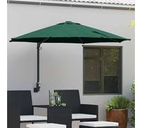 vidaXL Ombrellone da Giardino Montato a Muro con LED Verde 248 cm