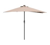 vidaXL Ombrello da Patio Tortora di con Struttura in Alluminio, Misure 294 x 150 x 224 cm, Dotato di luci LED e manovella. È Resistente all'Acqua e ai Raggi UV, Realizzato in Tessuto di Poliestere.