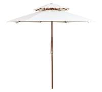 VIDAXL - Ombrellone 2 Livelli 270x270 Cm Con Palo In Legno Bianco Crema