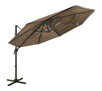 vidaXL Ombrellone a 4 Livelli con Palo in Alluminio Grigio Talpa 3x3 m