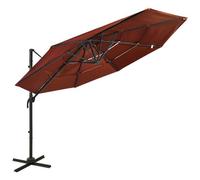 VIDAXL - Ombrellone a 4 Livelli con Palo in Alluminio Terracotta 3x3 m