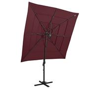 vidaXL Ombrellone a 4 Livelli Palo in Alluminio 250x250 cm Bordeaux