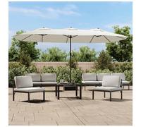 vidaXL Ombrellone a Doppia Testa Bianco Sabbia 449x245 cm, ombrellone a doppia testa, ombrellone da giardino, parasole da esterno