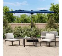 vidaXL Ombrellone a Doppia Testa con LED Azzurro 316x145 cm