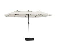 vidaXL Ombrellone a Doppia Testa con LED Bianco Sabbia 449x245 cm, ombrellone a Doppia Testa con LED, ombrellone a Doppia Testa, ombrellone da Giardino