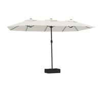vidaXL Ombrellone a Doppia Testa con LED Bianco Sabbia 449x245 cm, ombrellone a Doppia Testa con LED, ombrellone a Doppia Testa, ombrellone da Giardino