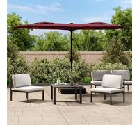 vidaXL Ombrellone a Doppia Testa con LED Rosso Bordeaux 316x145 cm
