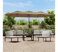 vidaXL Ombrellone a Doppia Testa con LED Tortora 449x265 cm