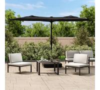 vidaXL Ombrellone a Doppia Testa Nero 316x145 cm