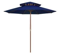 VIDAXL - Ombrellone a Due Livelli con Palo in Legno 270 cm Blu