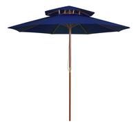 vidaXL Ombrellone a Due Livelli con Palo in Legno 270 cm Blu