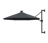 VIDAXL - Ombrellone a Muro con LED e Palo in Metallo 300 cm Antracite