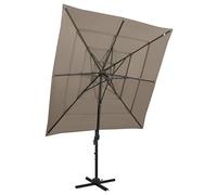 vidaXL Ombrellone a Sbalzo 4 Livelli Palo Alluminio 250x250 cm Tortora