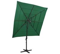 vidaXL Ombrellone a Sbalzo 4 Livelli Palo Alluminio 250x250 cm Verde