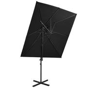 VIDAXL - Ombrellone a Sbalzo con Doppia Copertura 250x250 cm Nero