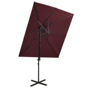 vidaXL Ombrellone a Sbalzo con Doppia Copertura 250x250 cm Rosso Bordò