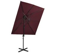 vidaXL Ombrellone a Sbalzo con LED 250x250 cm Bordeaux