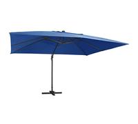vidaXL Ombrellone a Sbalzo con LED e Palo in Acciaio Parasole Tenda Parasole Protezione per Il Sole Accessori da Giardino 400x300 cm Azzurro