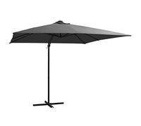 vidaXL Ombrellone a Sbalzo con LED e Palo in Acciaio Parasole Tenda Parasole Protezione per Il Sole Accessori da Giardino 250x250 cm Antracite
