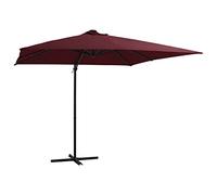 vidaXL Ombrellone a Sbalzo con LED Rosso Bordò 250x250 cm